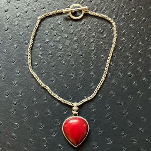 Lucky Brand Silver Toggle Chain Stone Pendant Necklace